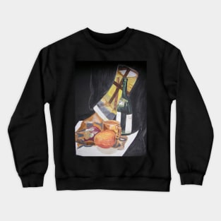 Still Life With Fruit & Wine Bottle Crewneck Sweatshirt